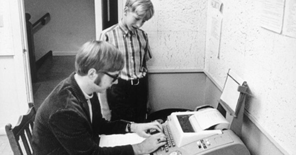 Bill Gates and Paul Allen at a Teletype Model 33 ASR