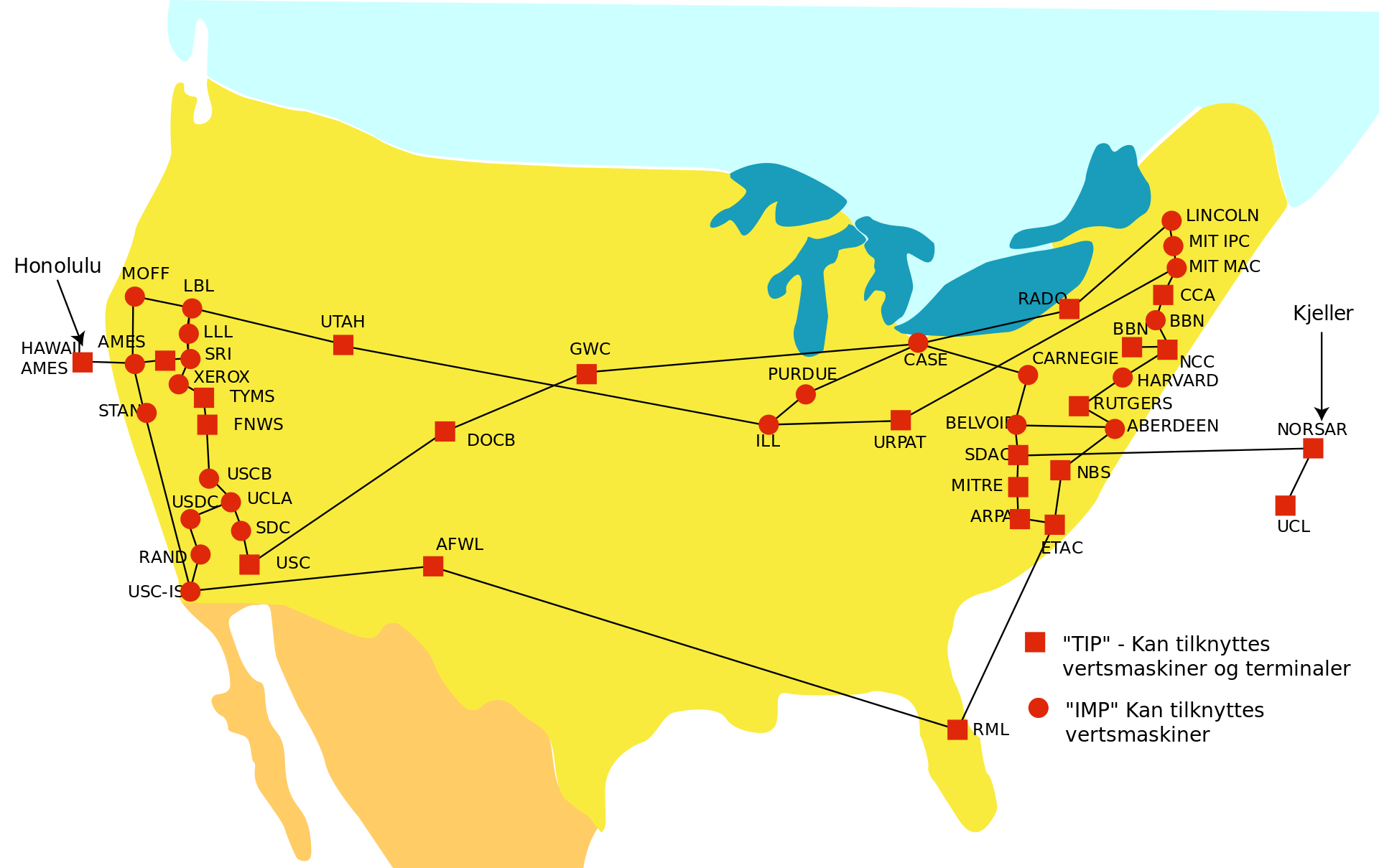 A map of the ARPAnet in 1974